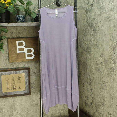 MarlaWynne Women's Matte Jersey Sleeveless Dress With Pockets Dusk Small