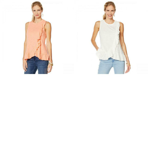 DG2 by Diane Gilman Women's Plus Size Ruffle Tank Top