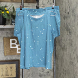 Stars Above Womens Sleeveless Shorts Shirt Pajama Set Greenish Blue 2XL
