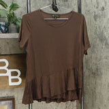 DG2 by Diane Gilman Women's Sustainable Bamboo Peplum Top Espresso Small