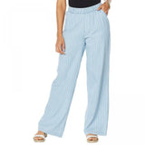 DG2 by Diane Gilman Women's Plus Size SoftCell Chambray Stripe Wide Leg Pants 2X
