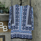 JM Collection Petite Geo Studded Link Neck Knit Top