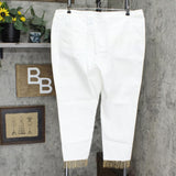 DG2 by Diane Gilman Embellished Side Stripe Fringe-Hem Jean White 22W