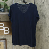 DG2 by Diane Gilman Burnout Printed And Embellished Top Navy Butterfly Large