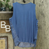 DG2 by Diane Gilman Women's Softcell Denim Easy Tank Top Midtone Blue Plus 2X
