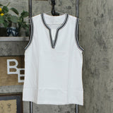 Charter Club Women's Sleeveless Split Neckline Pique Knit Top