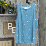 Stars Above Womens Sleeveless Shorts Shirt Pajama Set Greenish Blue 2XL