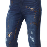 DG2 by Diane Gilman Crosshatch Destructed Skinny Jeans 0 Petite Indigo