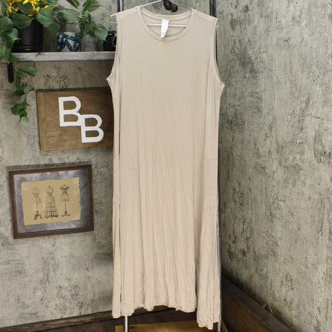 MarlaWynne WynneLayers Women's Sleeveless Dress With Pockets Sand Plus 1X