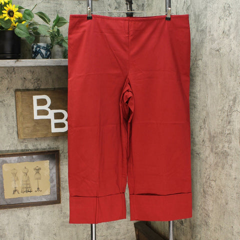 MarlaWynne Women's Plus Size Cropped FLATTERfit Pants With Cuff Scarlet Red 24W