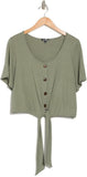 Curvy Sense Women's Plus Size Button Front Tie Hem Top
