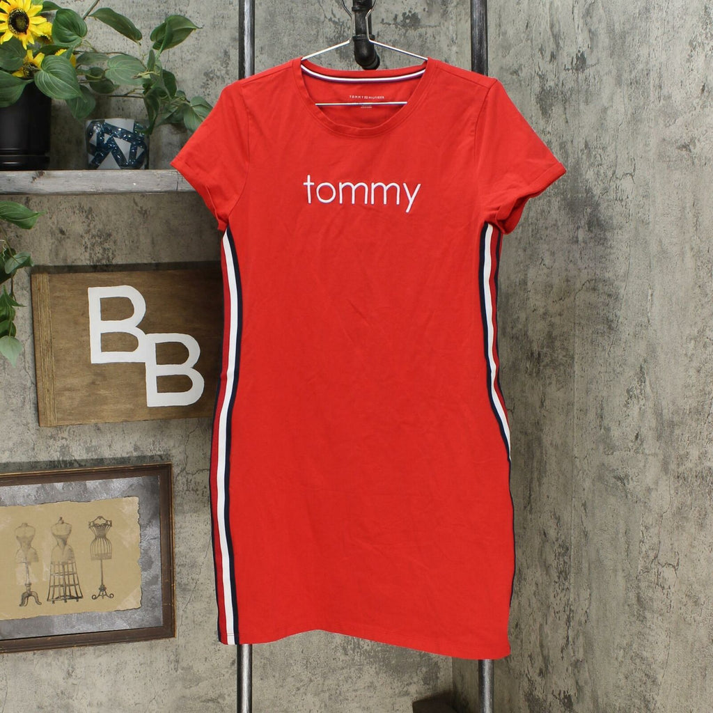 strapless open back dress Tommy Hilfiger Women's Embroidered Logo Side Stripe T-Shirt Dress Red –  Biggybargains
