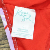 Kona Sol Women's Square Neck Sharkbite Hem Tankini Top Red L