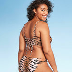 Xhilaration Women's Tiger Print Square Neck Bralette Bikini Swim Top