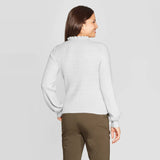 A New Day Women's Long Sleeve Frill Neck Ribbed Pullover Sweater