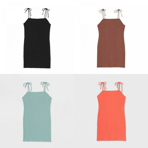 Wild Fable Women's Sleeveless Tie Strap Rib Knit Dress