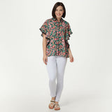 Laurie Felt Women's Button Front Blouse With Butterfly Sleeves
