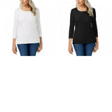 Karen Scott Women's 3/4 Sleeve Scoop Neck T-Shirt