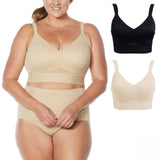 Rhonda Shear 2 Pack Mesh Back Detail Molded Cup Bra Dark Nude/ Black Plus 1X