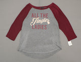 Fifth Sun Women's Christmas All the Jingle Ladies Graphic Raglan T-Shirt