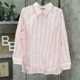 Denim & Co. Women's Yarn Dyed Stripe Stretch Poplin Big Shirt