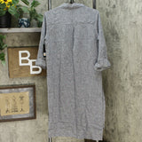 Jones New York Women's Linen Blend Roll Tab 3/4 Sleeve Button Up Tunic