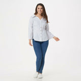 Laurie Felt Women's Wide Neck Button Front Blouse