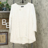 Slinky Brand Women's 3/4-Sleeve Embroidered Sequin Tunic Blouse
