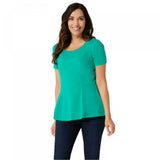 Isaac Mizrahi Live! Women's Short-Sleeve Seamed Peplum Knit Top