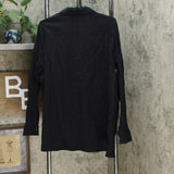 MarlaWynne Women's Textured Butterfly Button Down Shirt Black Plus 1X