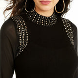 Thalia Sodi Women's Studded Mesh Sleeve Sweater