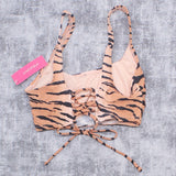 Xhilaration Women's Tiger Print Square Neck Bralette Bikini Swim Top