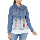 DG2 by Diane Gilman Gilman Women's Embroidered Signature Jean Jacket Midtone XS
