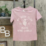 NWT Zoe + Liv Women's My Book Club Reads Wine Labels Graphic T-Shirt X-Small