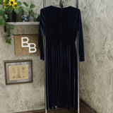 DKNY Women's Velvet V Neck Wrap Dress Midnight Blue 6