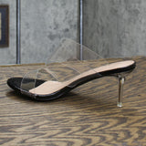 Allegra K Womens Clear Strap Stiletto Heels Black 7