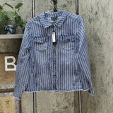 DG2 by Diane Gilman Women's Plus Size Frayed Hem Denim Jacket