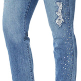 DG2 by Diane Gilman Women's Tall Destructed Multi-Stone Skinny Jeans