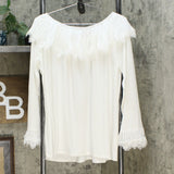 Antthony Women's Pleated Ruffle Long Sleeve Top