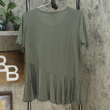 DG2 by Diane Gilman Gilman Sustainable Bamboo Crossover Peplum Top Olive Medium