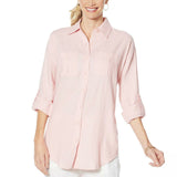 Antthony Women's Plus Size Linen Blend Button Up Shirt Mauve 3X