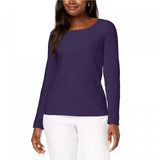 Karen Scott Women's Long Sleeve Cotton Scoop Neck T-Shirt