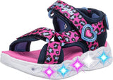 Skechers Girls' Lifestyle Lights Heart Savvy Cat Sandal Hot Pink / Blue 2