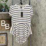 DG2 by Diane Gilman Women's Striped Peplum Drama Top