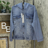 DG2 by Diane Gilman Women's Plus Size French Terry Stretch Denim Jean Jacket