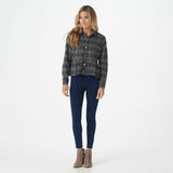 Rachel Hollis Women's Button Front Flannel Peplum Top