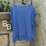 DG2 by Diane Gilman Women's Plus Size Flutter Sleeve Combo T-Shirt