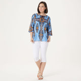Belle by Kim Gravel Women's Boho Tie-Front Blouse With Tassel