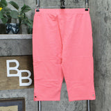 Denim & Co. Active French Terry Cargo Capri Pants Warm Coral Petite Small