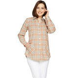 Joan Rivers Women's Plaid Shirt With Back Button Detail